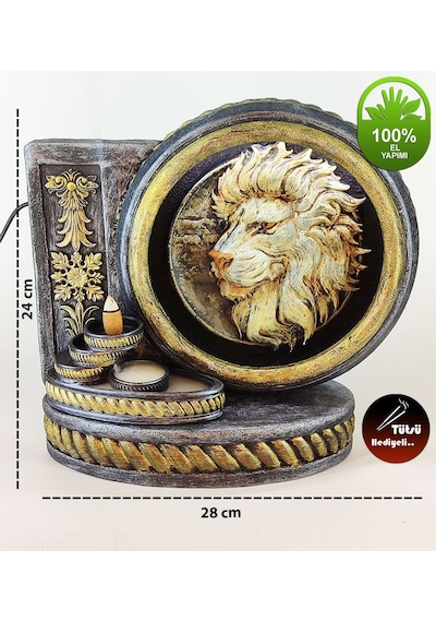 Barok Halka Aslan Tasarımı Metalik Geri Akış Tütsülük Işıklı