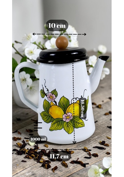 Yağdanlık, Kahve Demliği Siyah Kapak, Çay Demliği , Kahve Potu , Kamp Demliği ,hediye Sarı