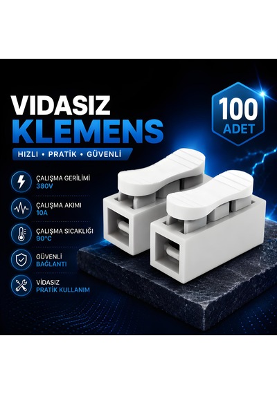 100 Adet Vidasız Klemens