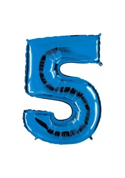 5 Rakam Mavi Folyo Balon 40 İnç 100 Cm