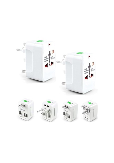 2 Adet 150 Ülke Universal Seyahat Adaptörü Çok Amaçlı Priz Dönüştürücü Usb Girişli Uk Eu Us Au Fiş Çevirici Akım Korumalı Taşınabilir Dünya Tipi Travel Adaptör