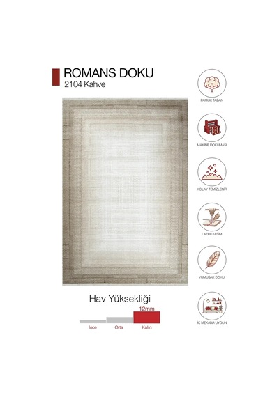 Hoom Rugs Doku 2104 Kahve Modern Salon Halısı