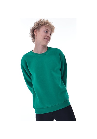 Yeşil Erkek Çocuk Sweat Pamuklu Rahat Kalıp Basic Uzun Kollu Yeşil