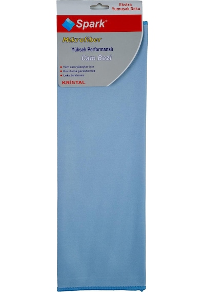 9 Adet Spark Kristal Mikrofiber Cam Silme Bezi Ve Genel Temizlik & Kurulama Bezi 40x40 Cm. Mavi