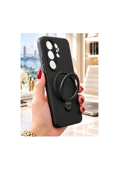 Samsung S26 Ultra İle Uyumlu 360 Derece Dönebilen Kalın Metal Magsafe Halka Stantlı İçi Kadife Korumalı Ultra Lüx Premium Silikon Kılıf Siyah Samsung S26 Ultra İle Uyumlu 360 Derece Dönebilen Kalın Metal Magsafe Halka Stantlı İçi Kadife Korumalı Ultra Lüx Premium Silikon Kılıf Siyah