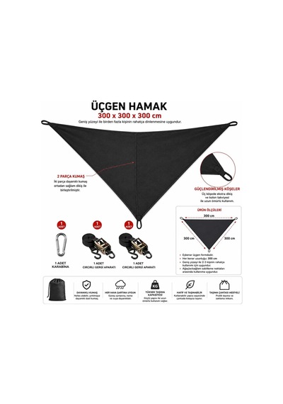 3 Kişilik Üçgen Hamak Dayanıklı File Kumaş Kamp Bahçe Piknik Hamağı Siyah 3 Kişilik Üçgen Hamak Dayanıklı File Kumaş Kamp Bahçe Piknik Hamağı Siyah
