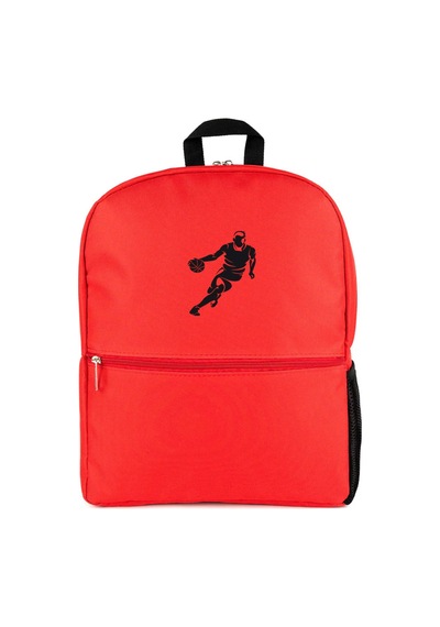 Basketball Hoop Siluet Kırmızı Sırt Çantası
