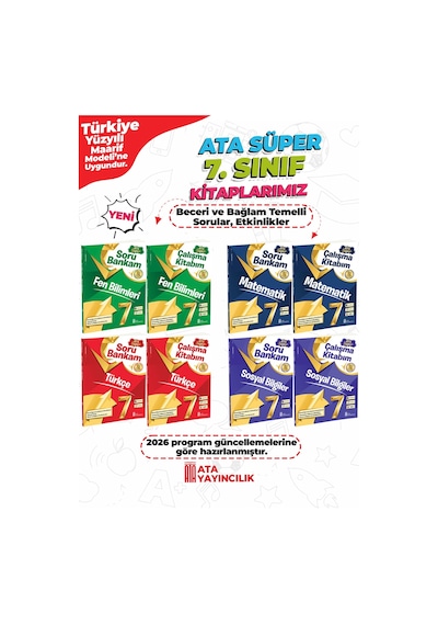 7. Sınıf Ata Süper Çalışma Kitabım + Soru Bankam Set - 8 Kitap