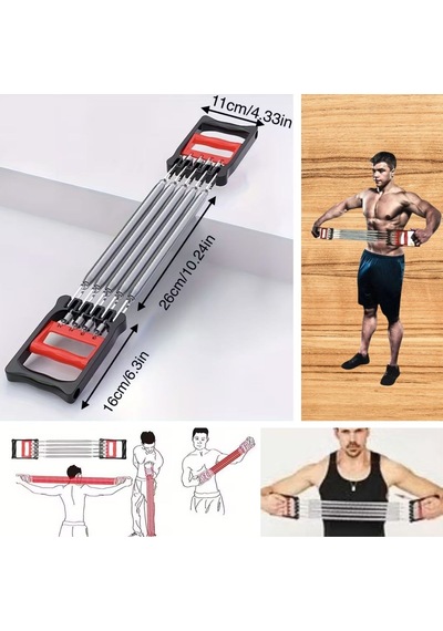 Göğüs Genişletme Ve Kuvvet Egzersiz Aleti 5 Yaylı 5 Kademeli Ayarlanabilir Fitness Ve Kuvvet Antrenmanı Ekipmanı 5705