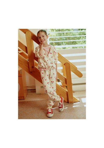 LC Waikiki Lcw Kids Kiraz Baskılı Kız Çocuk Jogger Eşofman Altı W5 Ecru Prınted