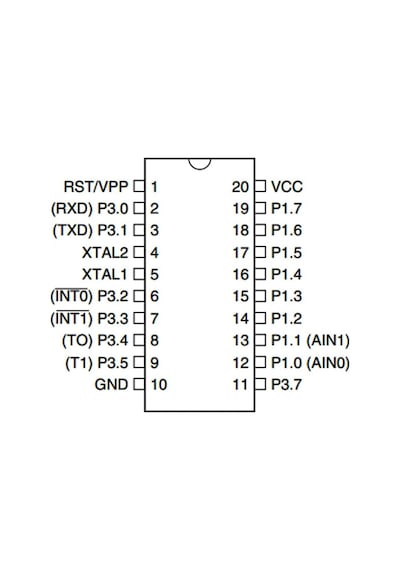 At89C2051-24Pu 8-Bit 24Mhz Mikrodenetleyici Dıp-20