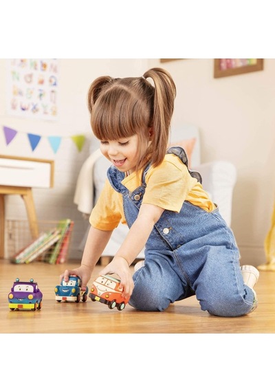 B.toys 3'lü Mini Çek-bırak Araba Seti - Polis/retro Van/jeep