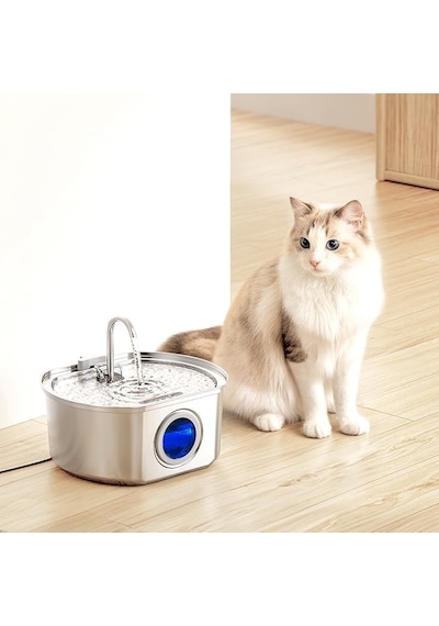Aryuper Su Seviyesi Göstergeli Sensörlü 3.2 L Paslanmaz Çelik Kedi Köpek Için Otomatik Su Pınarı Su Çeşmesi
