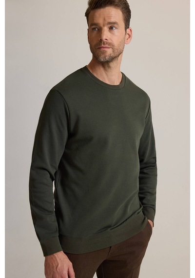 Ysf Erkek Yeşil Bisiklet Yaka Pamuklu Sweatshirt