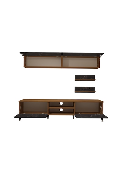 Decoraktiv Eko 5 Mdf Dvd Silver Tv Ünitesi Tv Sehpası Ceviz - Siyah Mermer