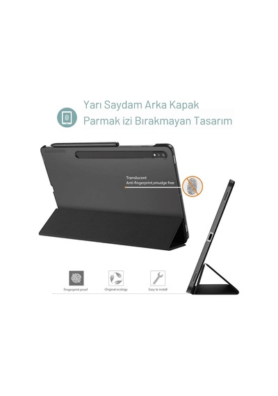 Fuchsia Galaxy Tab S7 Fe 12,4 İnç İle Uyumlu Koruyucu Smart Folyo İnce Sert Arka Kapaklı Akıllı Kılıf Kılıf