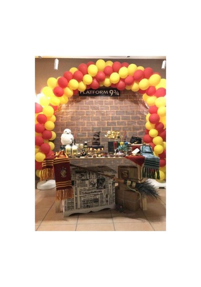 100 Adet Sarı Kırmızı Balon Zincir Gryffindor Konsept Balon Zincir Beyaz