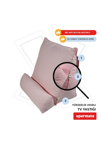 Xpermate Sırt, Bel, Boyun Destekli TV - Okuma Yastığı Ameliyat Sonrası Pembe