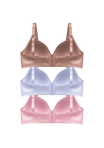 Cottonill Bra - Elvia Büyük Beden Parlak Balensiz Straplez Minimizer Kadın Sütyen 3'lü Paket Çok Renkli