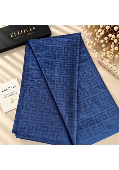 Ellovia Lacivert Labirent Desenli İpek Eşarp