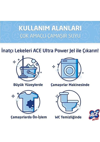 Ace Ultra Power Jel Kıvamlı Çamaşır Suyu Dağ Tazeliği 810g X 6 Adet 6'lı Set