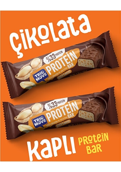 Trio Move Yer Fıstıklı Ve Sütlü Çikolatalı, %33 Protein, Protein Bar 9 x 50 G