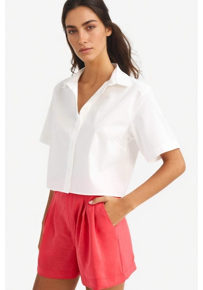 Defacto Regular Fit Poplin Kısa Kollu Beyaz Gömlek F8580ax25smwt34 Beyaz