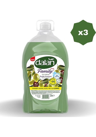 Dalan Family Sıvı Sabun Zeytin Mucizesi 3 L 3 Adet