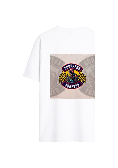 Black Nova Oversize Baskılı Unisex %100 Pamuk T-shirt Forever Beyaz