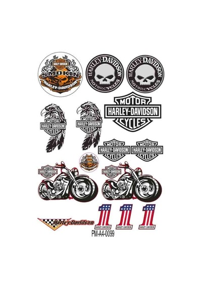 Motosiklet Harley Davıdson Tasarım A4 Çoklu Sticker Seti 04 Diğer