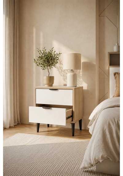 Home Liva 2 Çekmeceli Komodin 45x40x52 Cm Krem - 912181740 Krem Home Liva 2 Çekmeceli Komodin 45x40x52 Cm Krem - 912181740 Krem