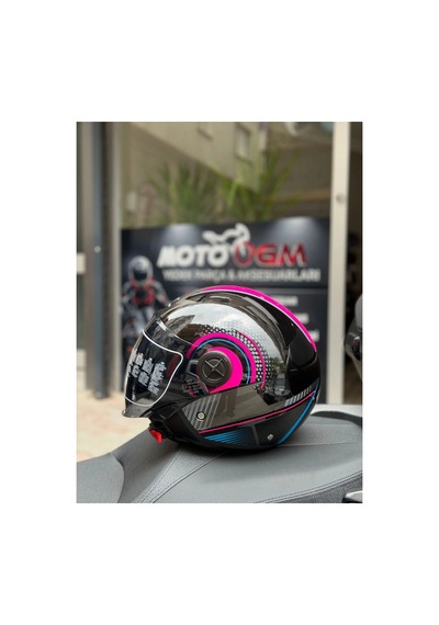 Fx-101 Pink Woman Yarım Camlı Kask Çok Renkli