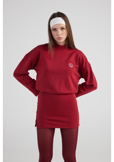 Holly Lolly Yırtmaçlı Dokuma Kumaş Mini Claire Elbise Bordo