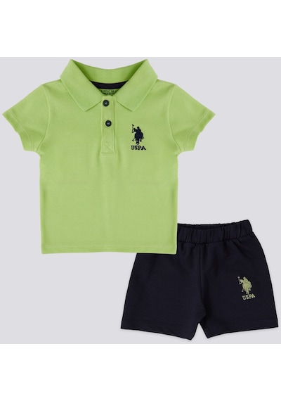 U.S. Polo Assn. Lisanslı Collar Yeşil Bebek Takımı 5274-43238 Sarı