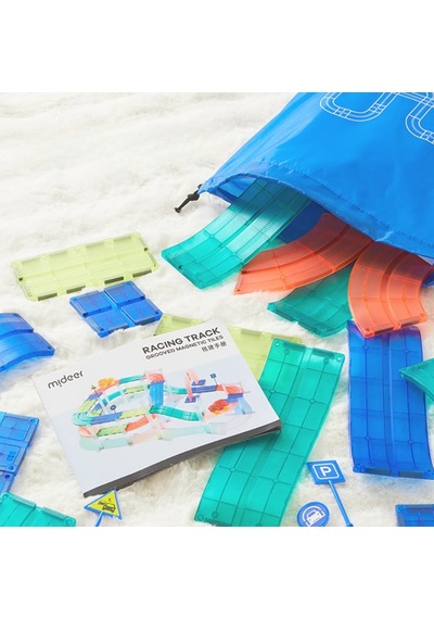 Mideer Magnetic Tiles Arabalı Yarış Pisti - 115 Parça