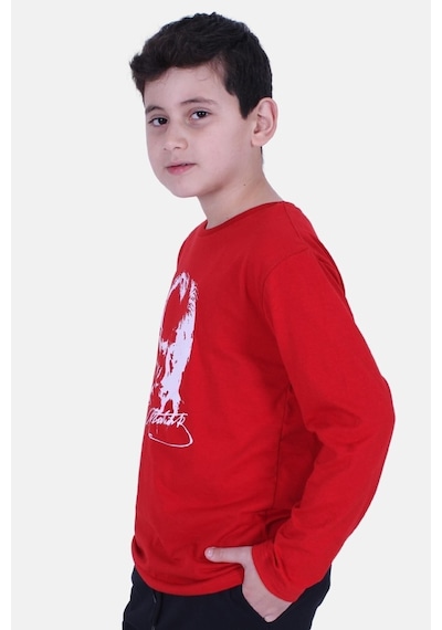 Fyk Kids Atatürk Imza Baskılı Unisex Çocuk Sweatshirt Kırmızı