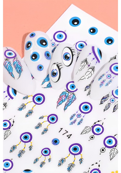 Misyul 5d Tırnak Sticker Yapışkanı Nazar Boncuklu & Gözlü Mıs-3827