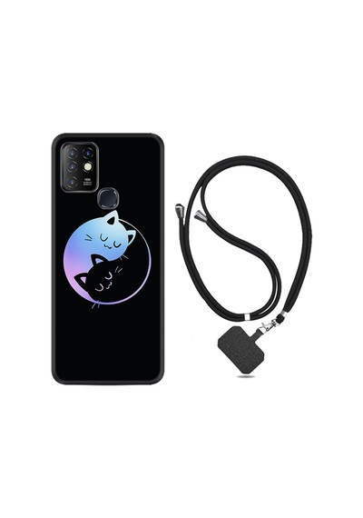 Infinix Hot 10 Kılıf Boyun Askılı Love Cats 1604