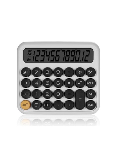 Mt21 Hesap Makinesi 12 Haneli Mekanik Tuşlu Büyük Lcd Ekranlı Eski Daktilo Tarzı Beyaz Çok Renkli