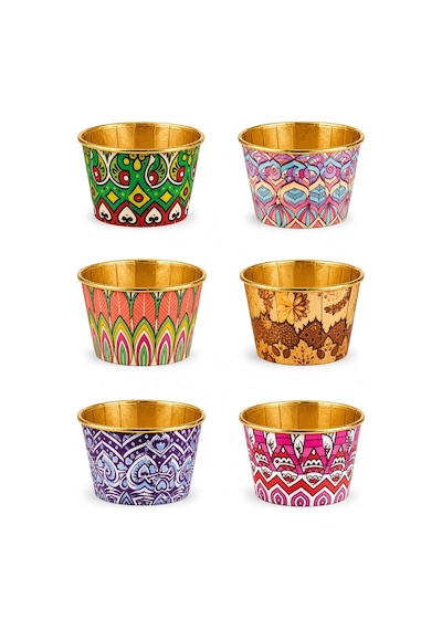 Cupcake Kapsülü 24'lü Mandala Desenli Gold Varaklı Asetat Kutulu Kek Ve Muffin Pişirme Kapsülü