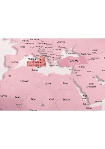Pembe Kız Odası Eğitici Dünya Haritası