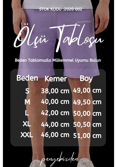 Penyebizden Erkek Regular Fit Normal Kesim %100 Pamuklu Şort-lila