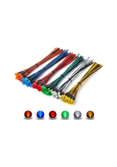 5v 3mm Diffused Mantar Led 0,22mm²20 Cm Kablolu Yeşil 5adet