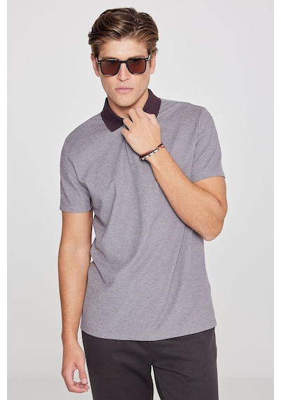 Erkek Acı Kahve Pamuklu Slim Fit Dar Kesim Polo Yaka Tişört Acı Kahverengi