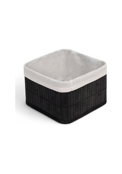 Deconox Bambu Çok Amaçlı Saklama Kutusu Düzenleyici Kare Organizer, Dekoratif Bambu Düzenleyici Siyah 20x20x13cm