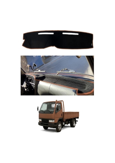 Mitsubishi - Canter Fe639 1995-2005 Uyumlu Torpido Koruma Kılıfı - Kahverengi Şeritli