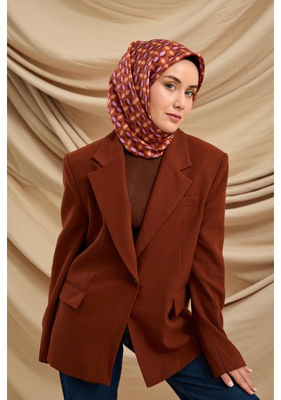 Silk Home Twill İpek Eşarp 11481-18 Kiremit, Bordo, Lila, Pudra