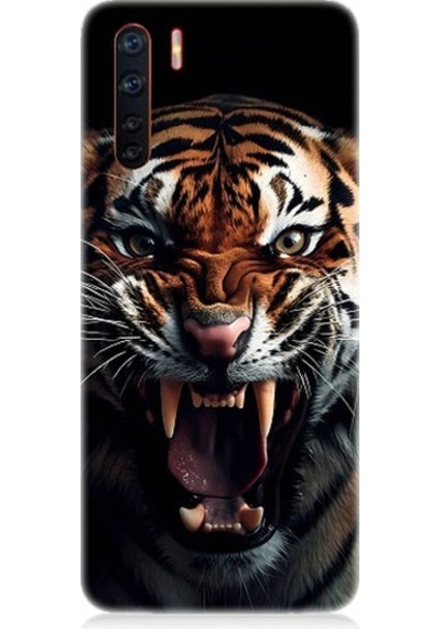 Oppo A91 Uyumlu Vahşi Kaplan Desenli Silikon Kılıf