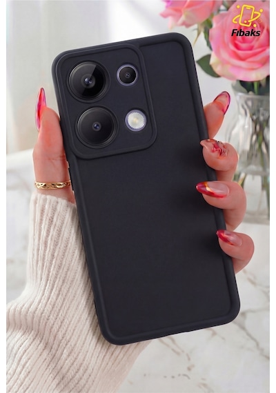 Fibaks Redmi Note 13 Pro 4G Uyumlu Kılıf Kamera Korumalı Yumuşak Dokulu Darbe Emici Siyah Silikon Kapak