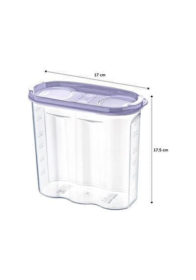 2 Kapaklı Ölçekli Erzak Kuru Gıda Saklama Kutusu Kabı - 1,7 Litre - Sa935 5468 Çok Renkli